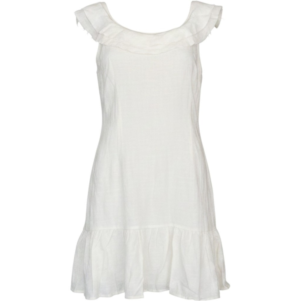 Reset By Jane White Ruffle Mini Dress Medium Sleeveless